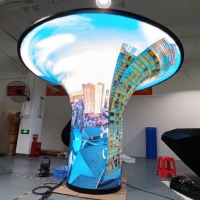 SMD Full Color Indoor Customized Flexible LED Panel Column Cylinder Soft LED Screen P1.875 P2 P2.5 P3 Curved LED Display