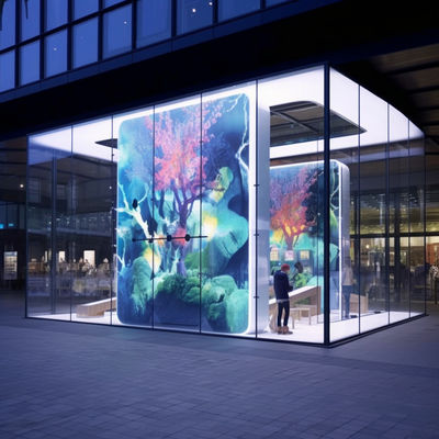 Adhesive Flexible Transparent LED Film Screen Architectural Glass Curtain Wall