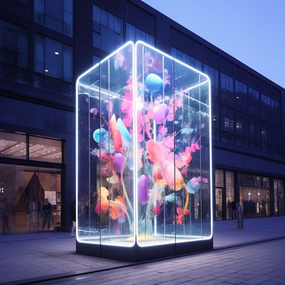 Adhesive Flexible Transparent LED Film Screen Architectural Glass Curtain Wall