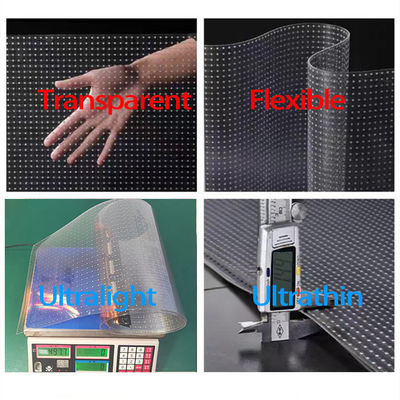 Customized Indoor Flexible LED Crystal Film Screen Full Color Transparent LED Flexible Display