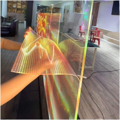 Customized Indoor Flexible LED Crystal Film Screen Full Color Transparent LED Flexible Display