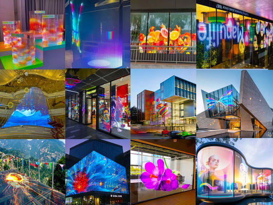 Customized Indoor Flexible LED Crystal Film Screen Full Color Transparent LED Flexible Display