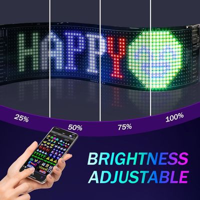 Programmable Led Sign, 15''x4'' Pre-made Animations & Customizable Text Led Car Sign, Bluetooth APP Control Scrolling LED Sign, Custom,Graffiti Flexible Led Matrix Panel for Car Store Hotel Holiday