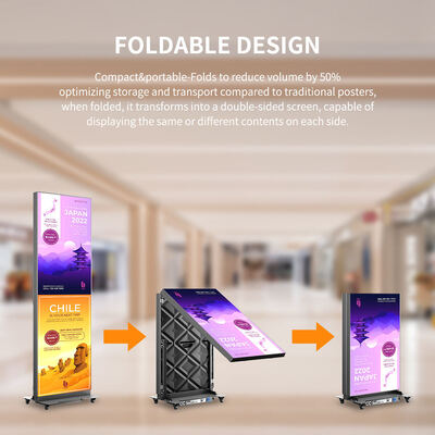Foldable P2.5 GOB Poster LED Screen Hd Display Stand Totem Double-sided Free Standing Led Poster Screen for Shopping Mall