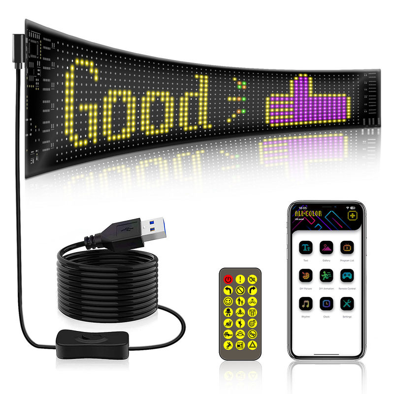 Car LED Sign Display 16*64 Programmable USB 5V RGB Pattern Animation Text DIY Scrolling Panel Remote Control Advertising LED Screen